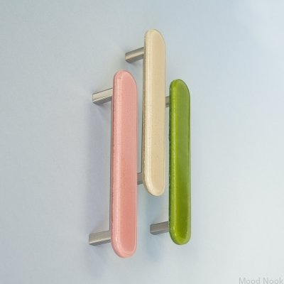 Runt 128 Glas Beige Avlångt Möbelhandtag