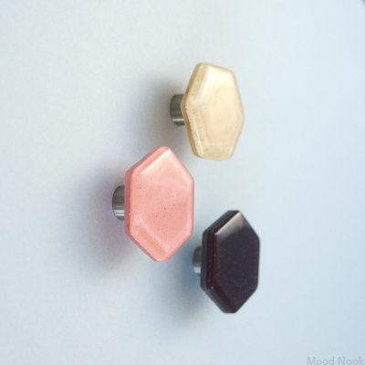 Hexagon Glas Beige Möbelknopp