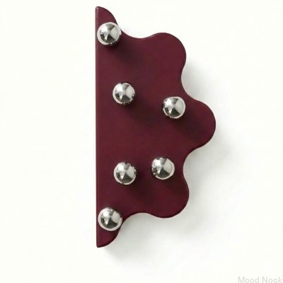 Puxador para móveis Mare 200 Steel com borda marrom e bolinhas prateadas escovadas