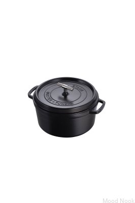 Garnek Cocotte Staub 6.7 L Stalowy Czarny ze Srebrnym radełkowanym uchwytem
