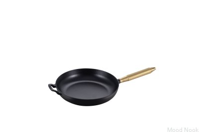Poêle à frire Staub 28 cm en acier noir avec poignée en laiton moletée