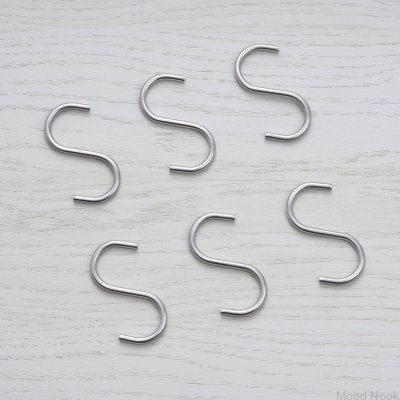 S-образный крючок для полки, стальной, серебристый (комплект из 6 штук)