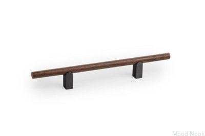 Kumo Wood 128 Möbelgriff aus Walnussholz mit schwarzer Titan-Aluminium-Beschichtung