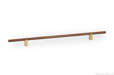 Kumo Wood 320 Holzmöbelgriff, Walnuss mit gebürstetem Gold