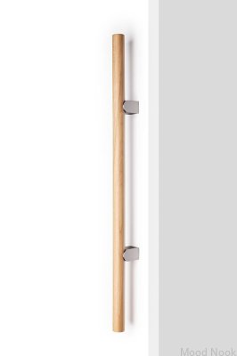 Kumo Wood Big One 1056 einseitiger, länglicher Möbelgriff, Eichenholz mit silbergebürstetem Aluminium
