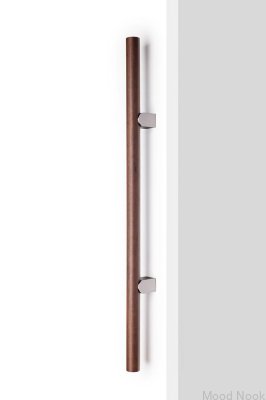 Kumo Wood Big One 448 Einseitiger Möbelgriff aus Eichenholz mit gebürstetem Aluminium in Silber
