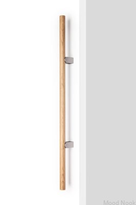Kumo Wood Big 640 länglicher Möbelgriff, Eichenholz mit silbergebürstetem Aluminium