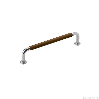 Avlångt möbelhandtag 1353 128 Nickelbrunt Läder