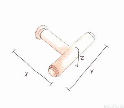 T-bar möbelhandtag med kryssplatta 95 mässing bränd brons