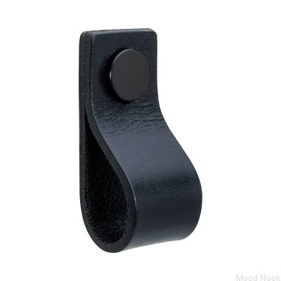 Gałka meblowa Loop 65 skórzana czarna z czarnym
