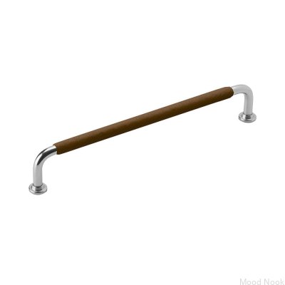 Avlångt möbelhandtag 1353 192 Nickelbrunt Läder
