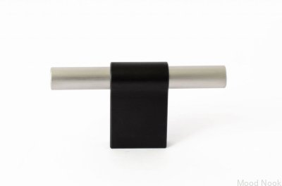 Möbelknopp T-Bar Line Mix 60 Metallsvart med borstat stål