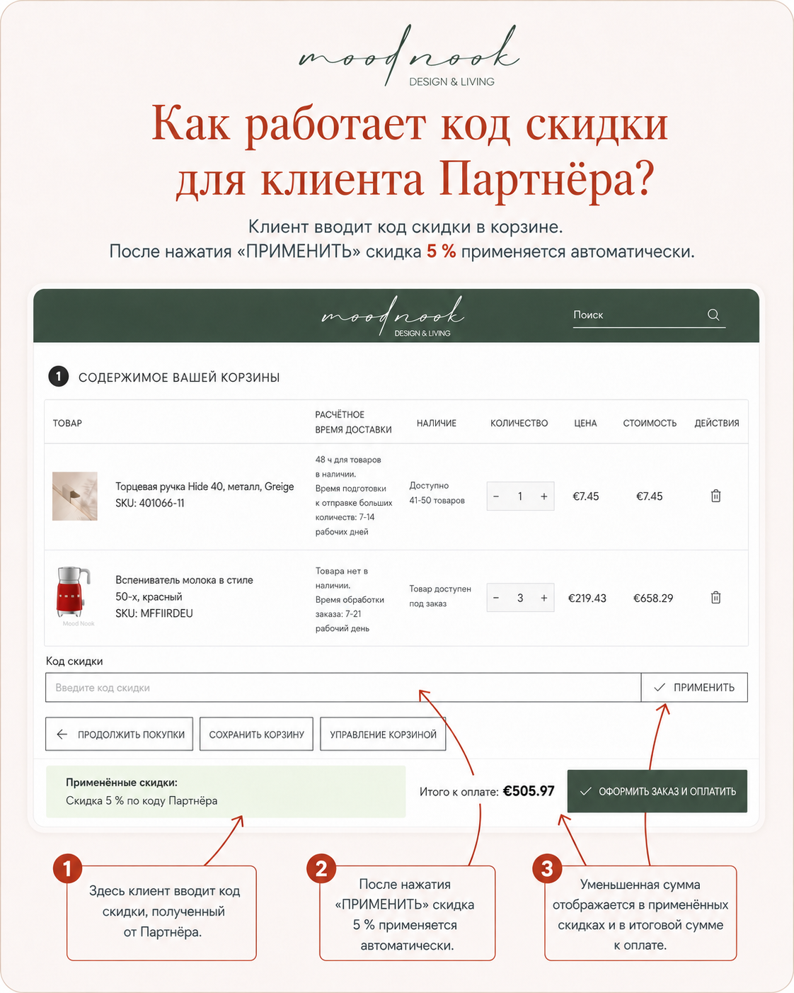 Как работает скидка для клиента Партнера в Moodnook